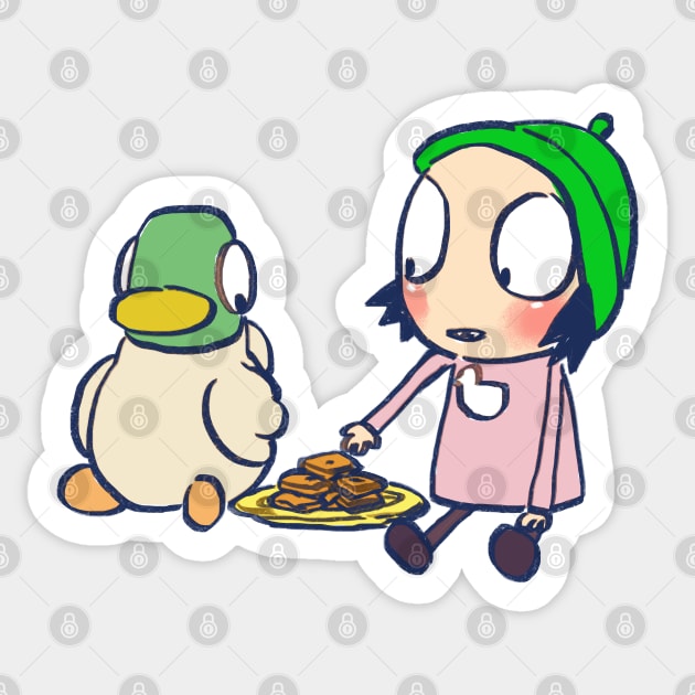 sarah and duck sharing cookies / children's cartoon Sticker by mudwizard